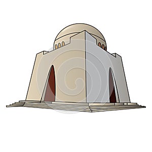 Detailed vector/illustration of Mazar-e-Quaid situated in Karachi Pakistan