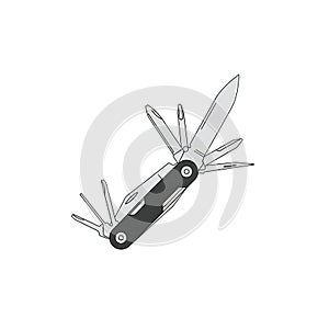 Multi-Tool Pocket Knife Vector Illustration