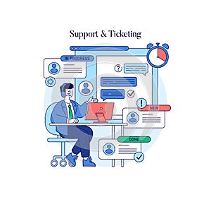Support Ticketing System Vector Illustration