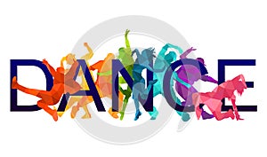 Detailed vector illustration silhouettes of expressive dance colorful group of people dancing. hip-hop, house dance. Da