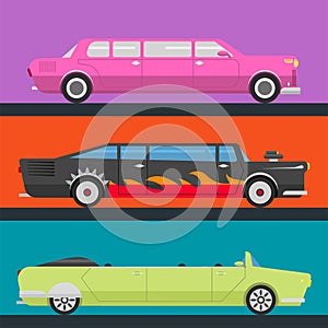 Detailed vector luxury limousine long car transportation detailed auto business transport design speed pickup graphic