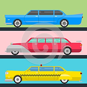 Detailed vector luxury limousine long car transportation detailed auto business transport design speed pickup graphic