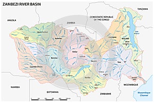 Detailed vector map of Zambezi River Basin