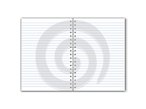 Detailed vector paper notebook with lines and circular binding