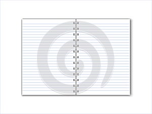 Detailed vector paper notebook with lines and circular bindingDetailed vector paper notebook with lines and circular binding