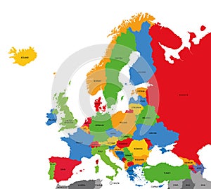 Detailed vector political map of Europe
