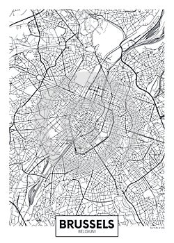 Detailed vector poster city map Brussels
