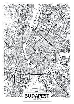 Detailed vector poster city map Budapest