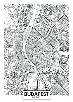 Detailed vector poster city map Budapest photo