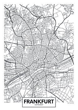 Detailed vector poster city map Frankfurt