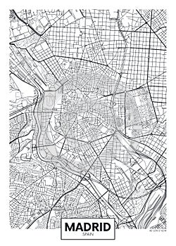 Detailed vector poster city map Madrid