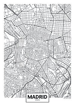 Detailed vector poster city map Madrid photo