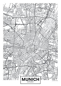 Detailed vector poster city map Munich