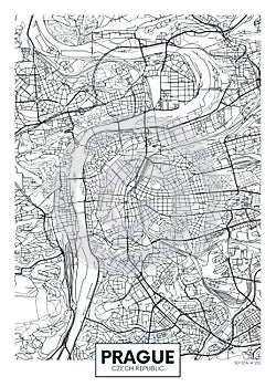 Detailed vector poster city map Prague photo