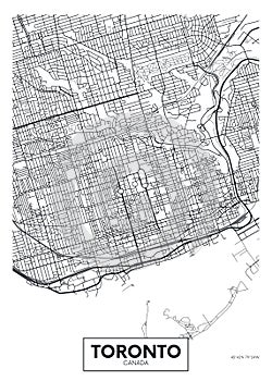 Detailed vector poster city map Toronto