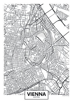 Detailed vector poster city map Vienna