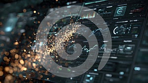 A detailed view of advanced software interface displaying realtime analytics from a 6 G machinevision system with graphs
