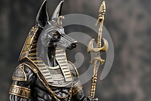 Ancient egyptian anubis statue closeup