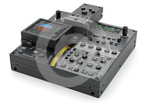 Detailed Autopilot System with Buttons Knobs and Display on White Background Precision Aviation Technology