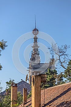 Detailed view of BuÃÂ§aco palace tower