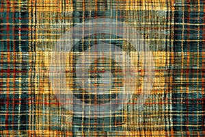 Detailed view of classic tartan fabric with a rich interplay of earthy tones