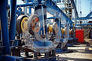 Detailed view of crane mechanisms gear in port