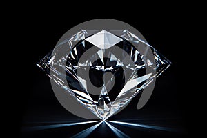 detailed view of a diamond set against a black background, highlighting the gem\'s brilliance and elegance.