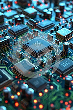 Detailed view of digital microprocessors and integrated circuits for computing and electronics.