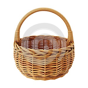 Empty wicker basket on transparent background AI Generated