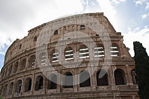 Detailed view of the exterior arches of the Colosseum, Rome Lazio Italy