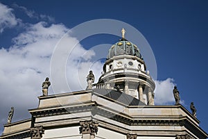 Detailed view of the German cathedral at Berlin`s Gendarmenmarkt.