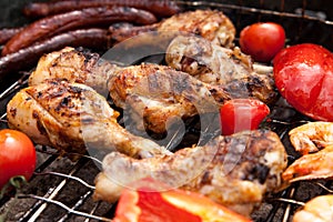 Detailed view of grilled chicken