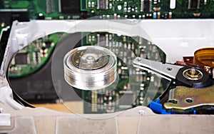 Detailed view of hard disk drive inside.