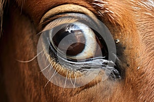 detailed view of a horse eye with cataracts