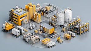 Industrial Complex with Storage Tanks and Processing Equipment