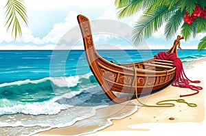Traditional Comorian Boat on Shore photo