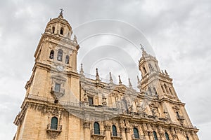 Detailed view at the JaÃ©n Cathedral, baroque-Renaissance cathedral housing the noted Santo Rostro relic and religious art museum