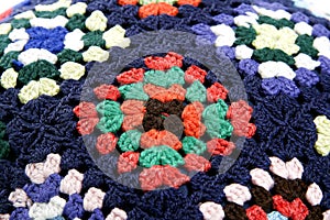 Detailed View of a Knitted Textile with Vibrant Colors