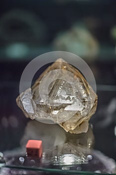 Detailed view of a mineral stone on blurred background