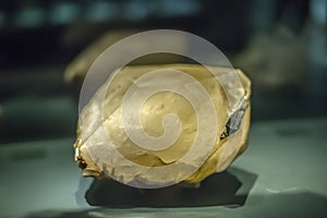 Detailed view of a mineral stone on blurred background