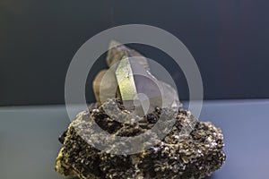 Detailed view of a mineral stone on blurred background