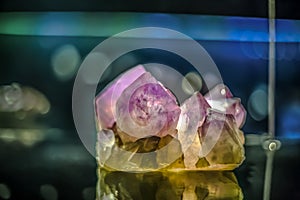 Detailed view of a mineral stone on blurred background photo