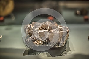 Detailed view of a mineral stone on blurred background