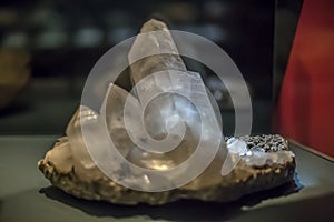 Detailed view of a mineral stone on blurred background photo