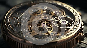 Detailed view of minuscule gear wheels inside a wristwatch, showcasing precision engineering and craftsmanship