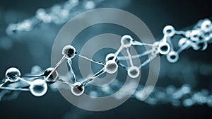 Detailed View of Molecular Structure Showcasing Interconnected Particles in a Scientific Background