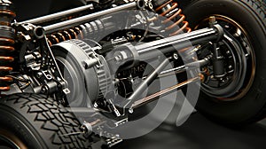 Detailed view of a motor vehicles suspension system components