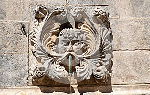 Detailed view of one of Large Onofrio`s Fountain masks