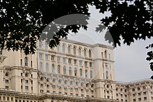 Detailed view of the Palace of the Parliament, or People`s House. Bucharest. Romania