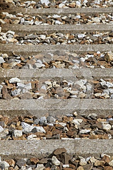 Detailed view - railway sleepers and track ballast